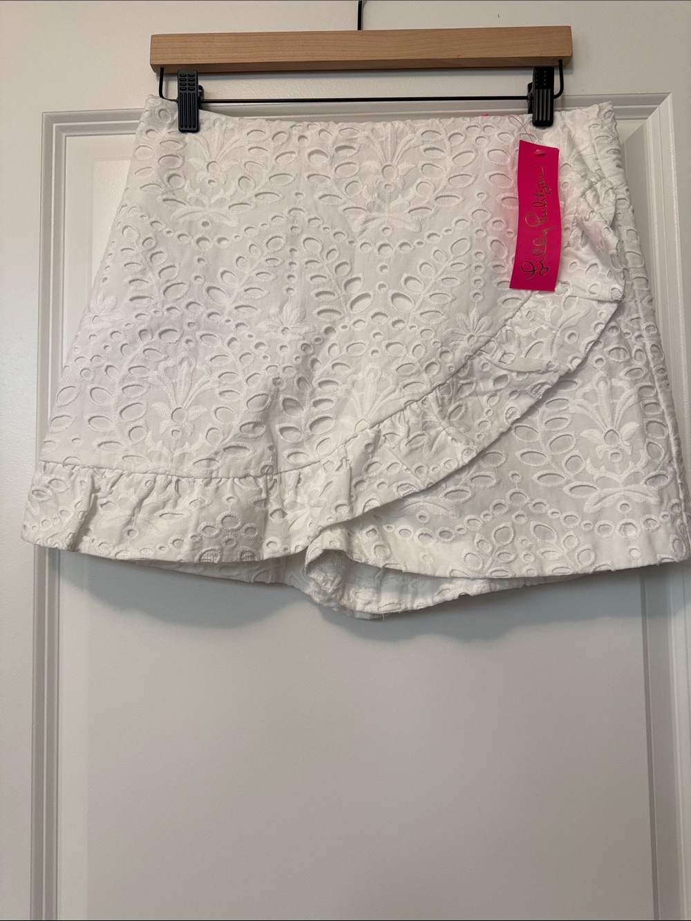 Lilly Pulitzer White Eyelet Ruffle Wrap Faye Skort